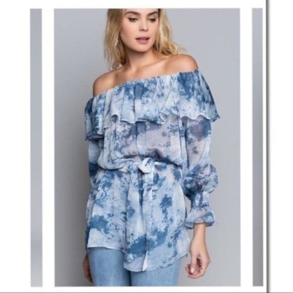 OFF Shoulder Top Hand Dip-dye Woven Top - Picture 10 of 11